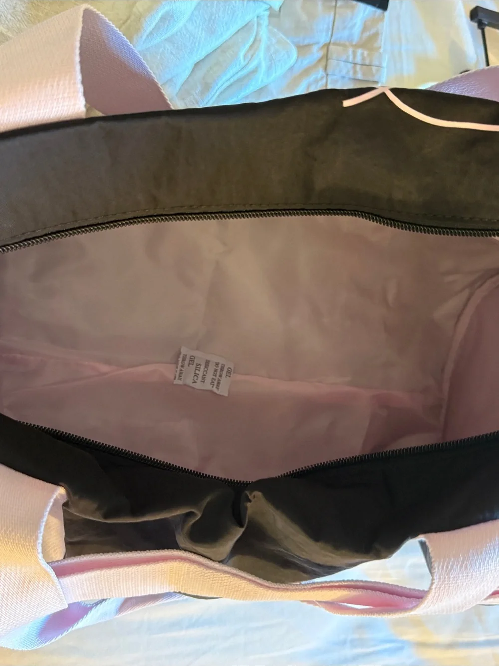 Victoria's Secret PINK Weekender Barrel Duffel Gym Bag Black Pink Script NWT